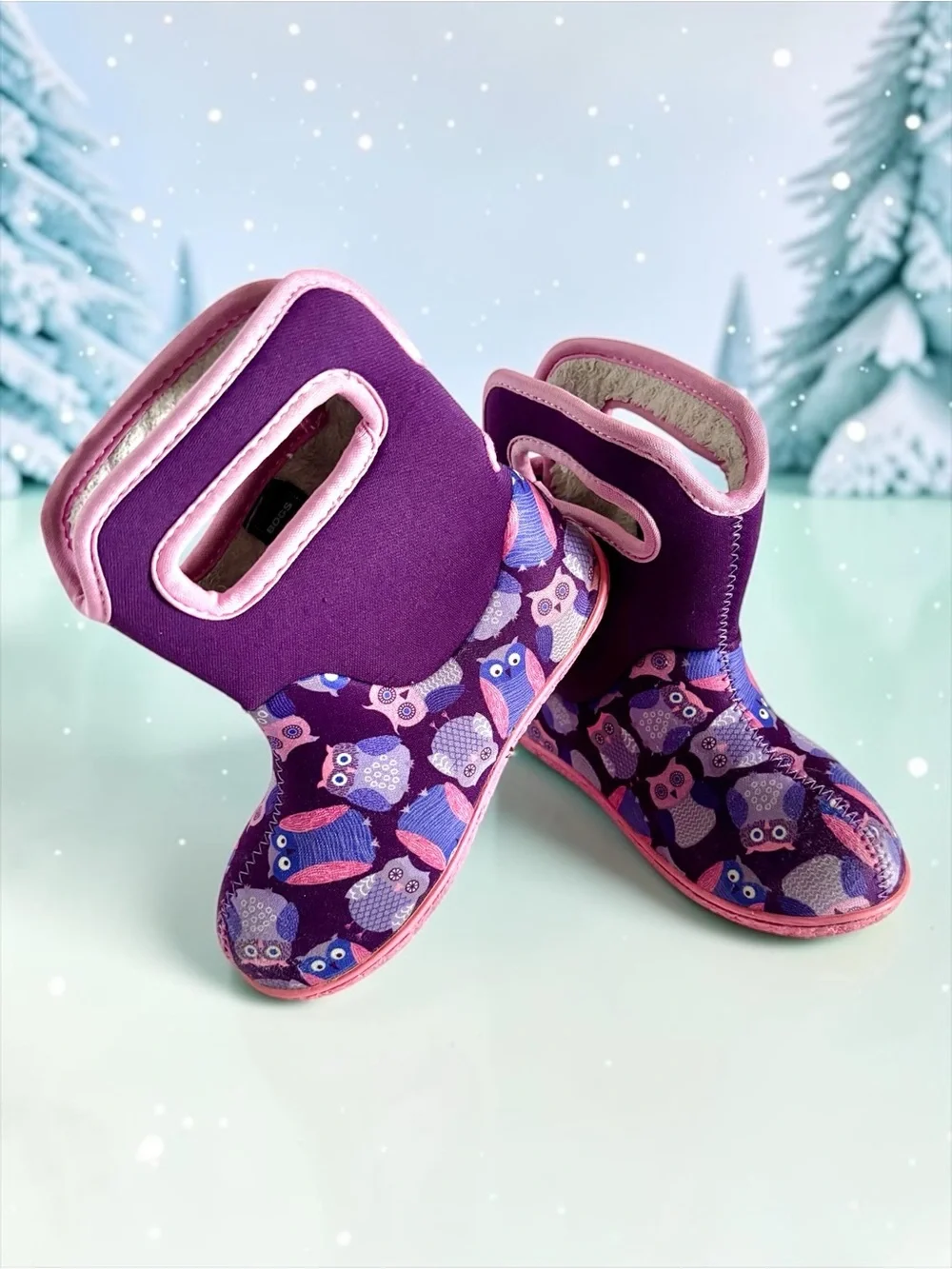 Bogs Baby Bog Owls Toddler Girls Boots Size 10 Faux Fur Lined Winter Booties